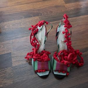 Gently Worn..Top shop multi colored fabric sandal